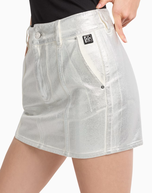 ARMANI Mini-jupe en coton rigide métal