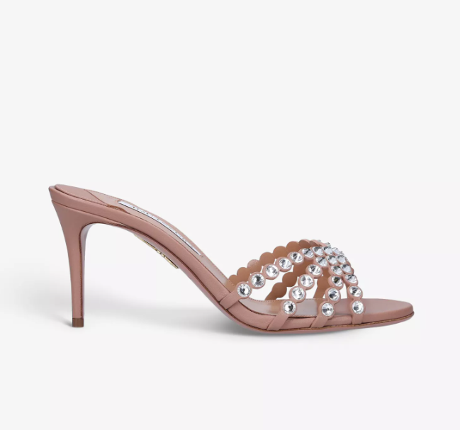 Tequila gem-embellished leather heeled sandals