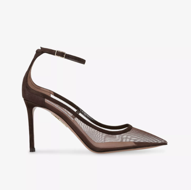 AQUAZZURA Love Affair 80 Mesh and Suede Courts