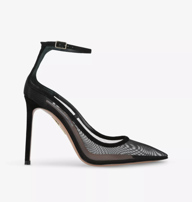 AQUAZZURA Love Affair 105 Mesh and Suede Courts