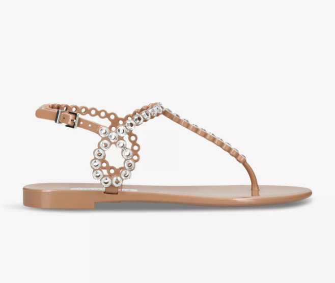 Almost Bare crystal-embellished T-bar jelly sandals