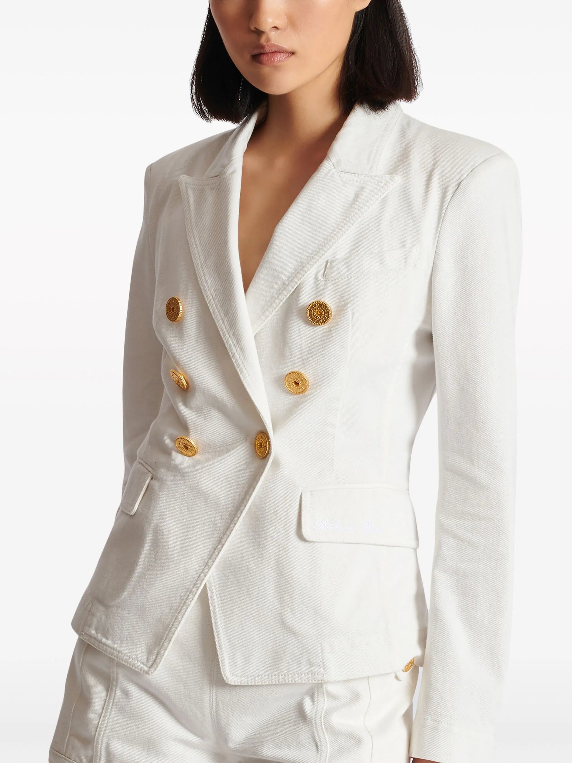 Blazer en jean croisé à 6 boutons Balmain