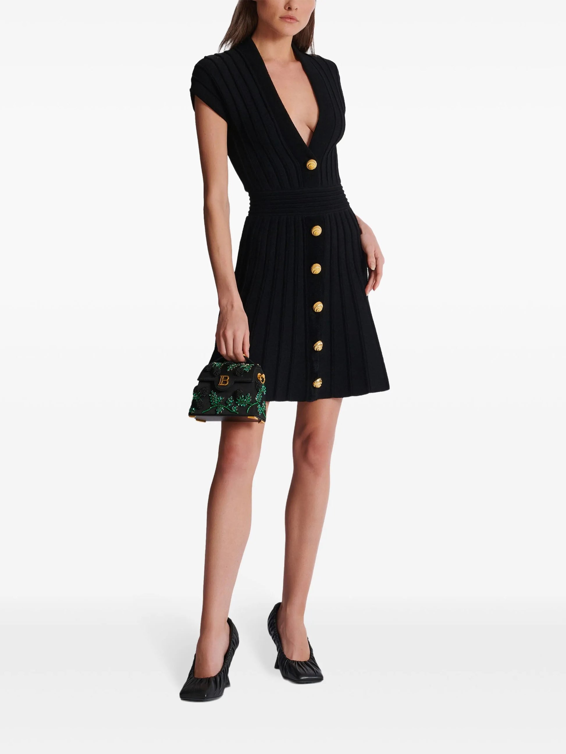 Mini-robe boutonnée en velours Balmain