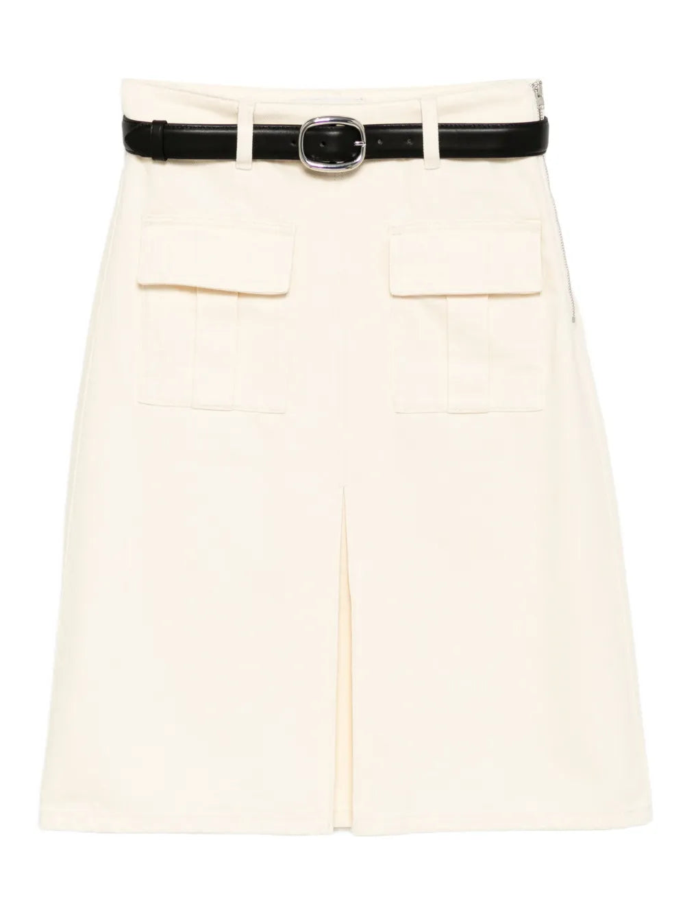 Self-Portrait denim midi skirt