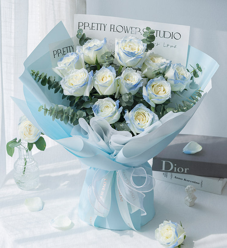 Mer étoilée/11 roses bleues glacées concassées