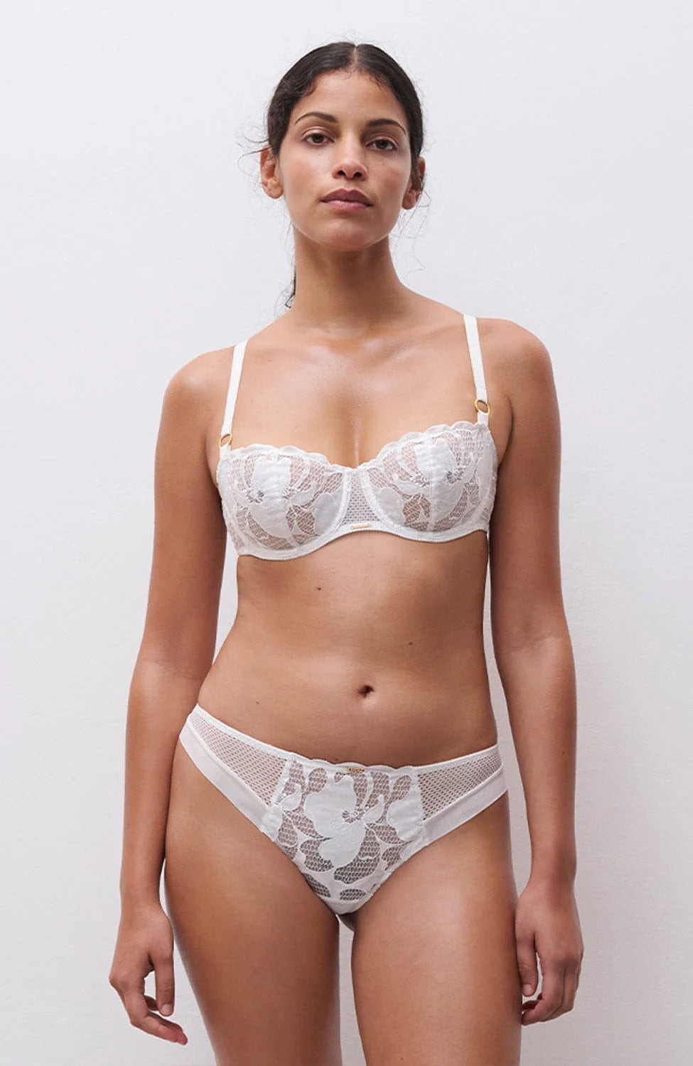 Chantelle Fleurs Signature Half-cup Underwire Bra and Tanga Set
