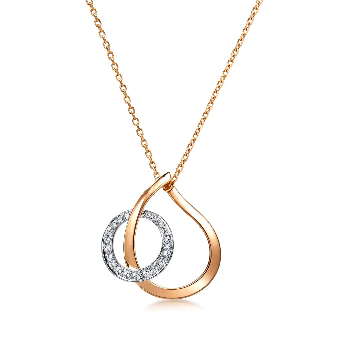 Collier Chowsangsang « Form » en or blanc et rouge 18 carats et diamants