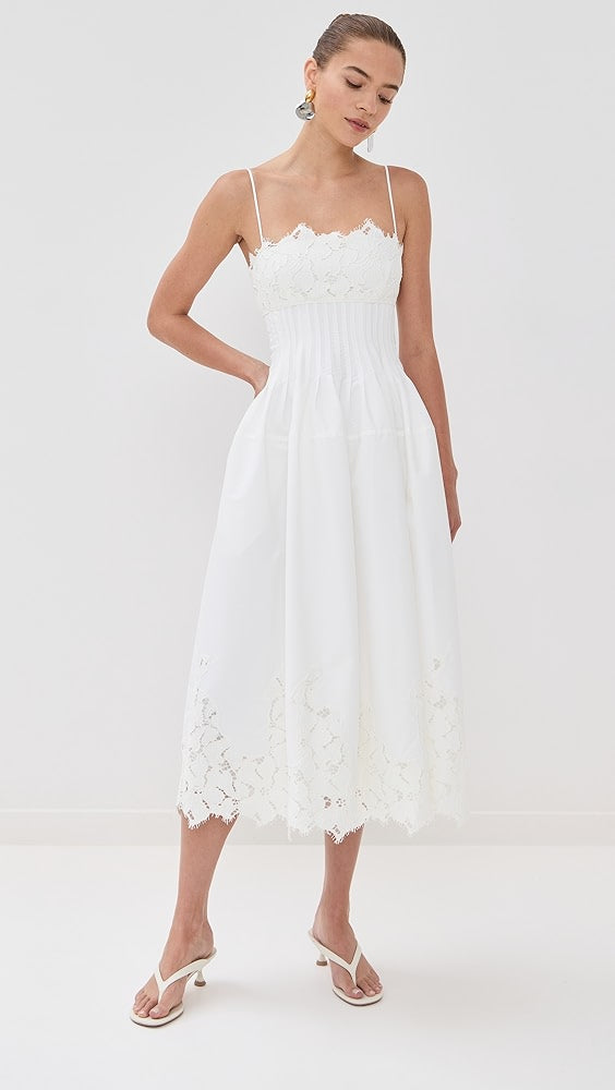 SIMKHAI Lilianna Sleeveless Lace Midi Dress