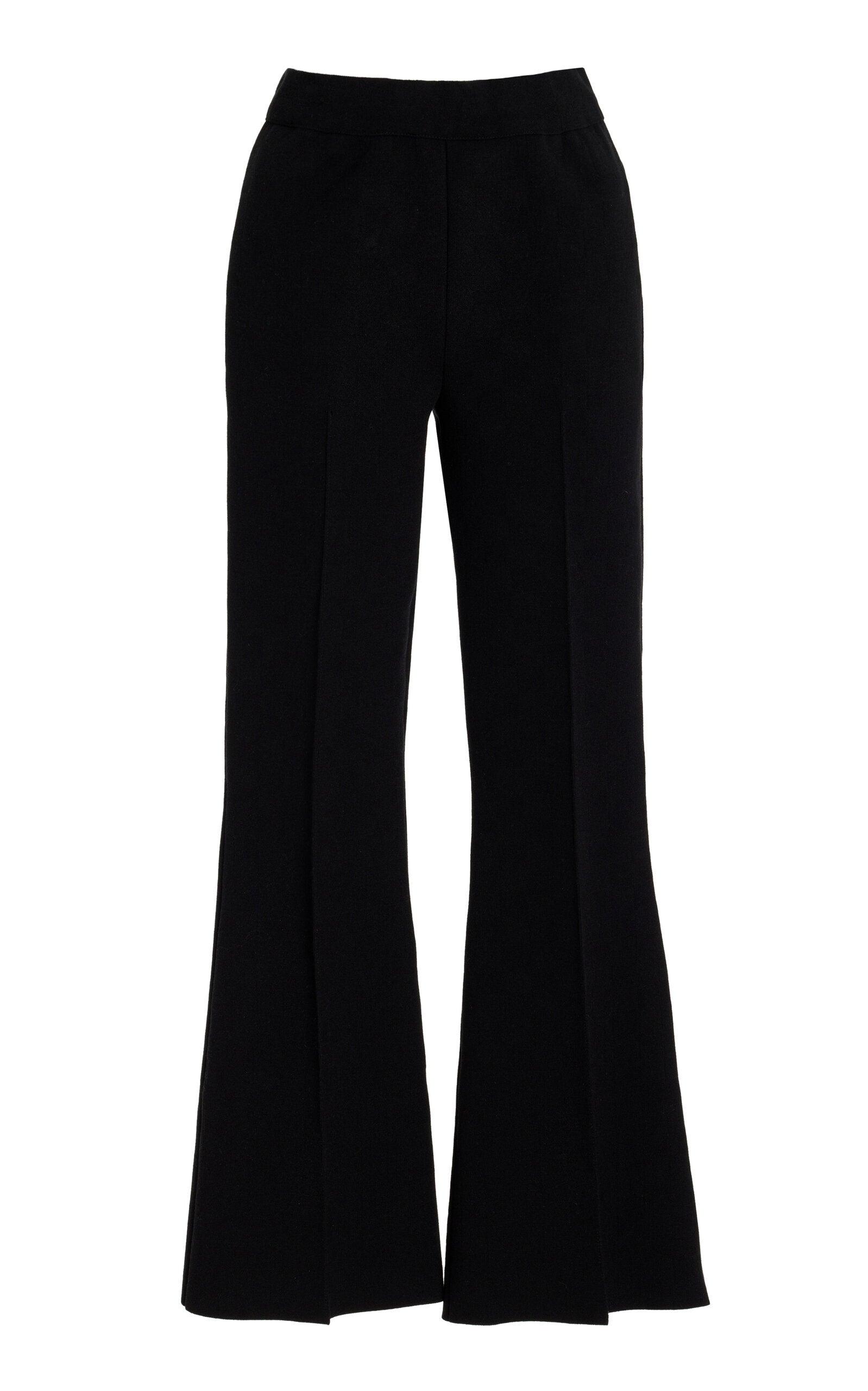 High Sport Kick Stretch-Cotton Knit Cropped Flared Pants