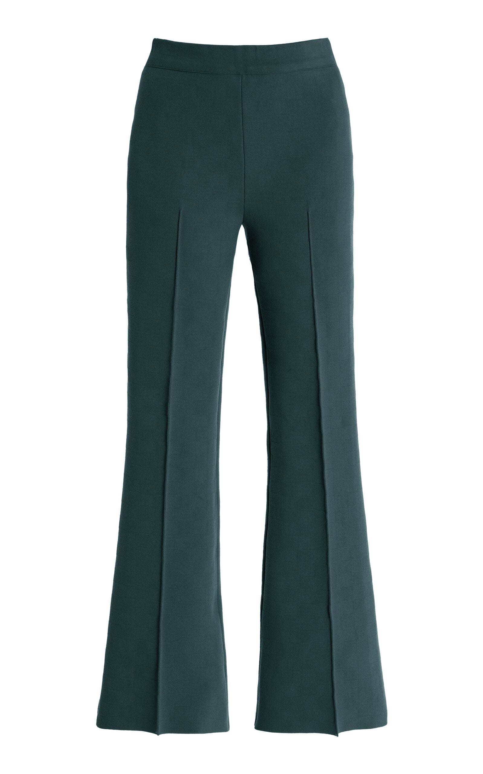 High Sport Kick Stretch-Cotton Knit Cropped Flared Pants