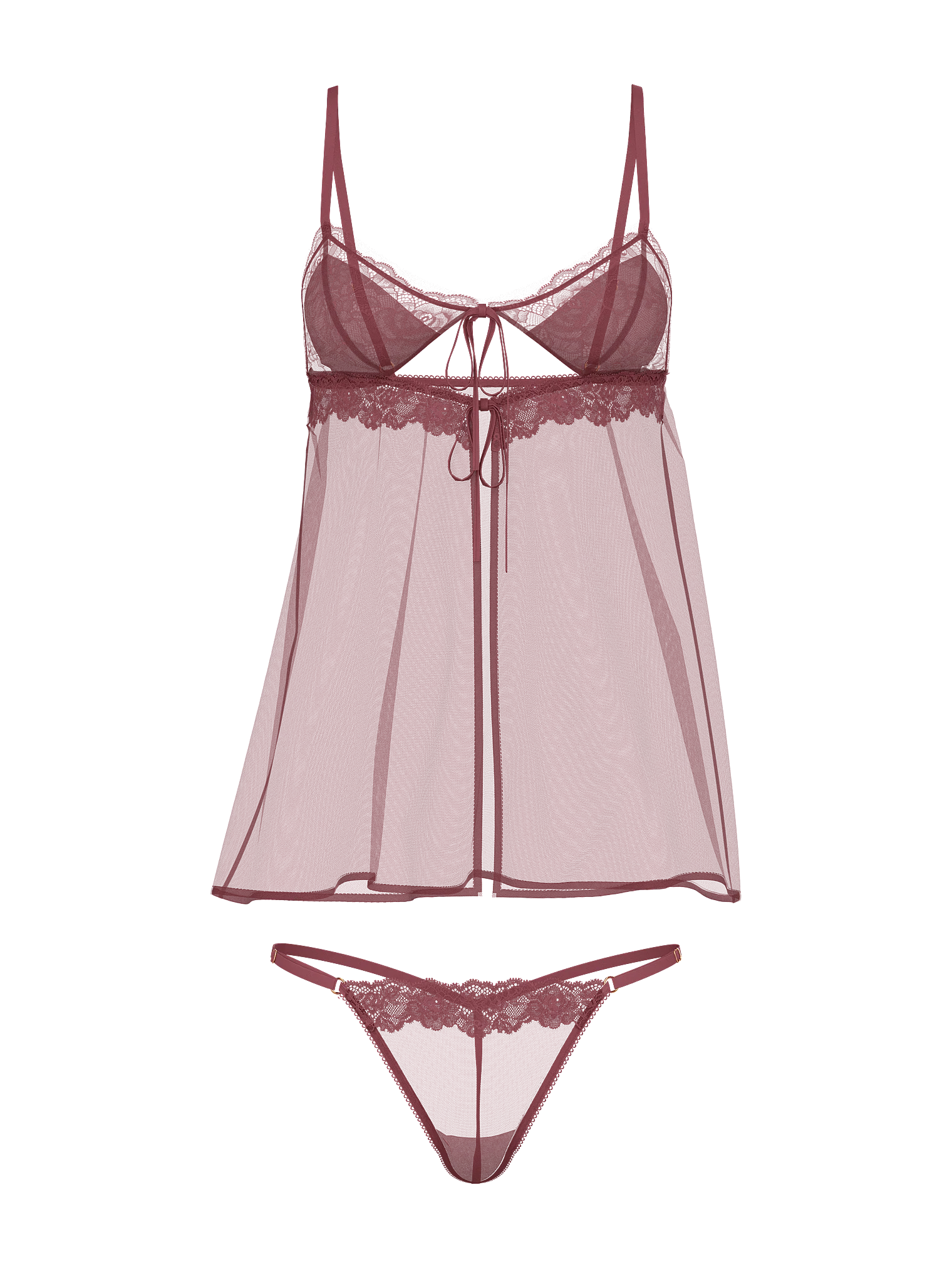 Ensemble nuisette triangle en dentelle rose transparente très sexy de VICTORIA'S SECRET