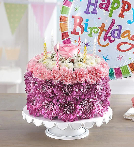 Gâteau de fleurs pour vœux d'anniversaire 