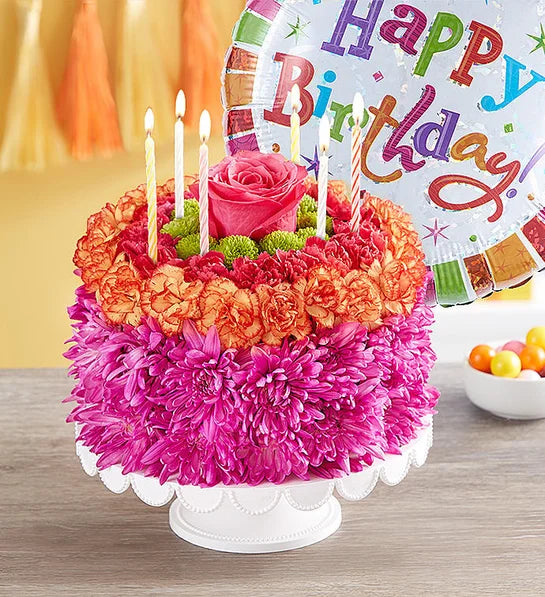 Gâteau de fleurs pour vœux d'anniversaire 