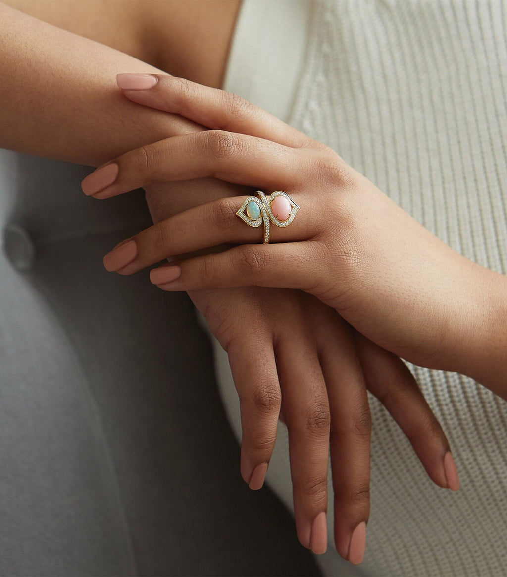 Bague Woodland BVLGARI en or jaune, opale et diamant 