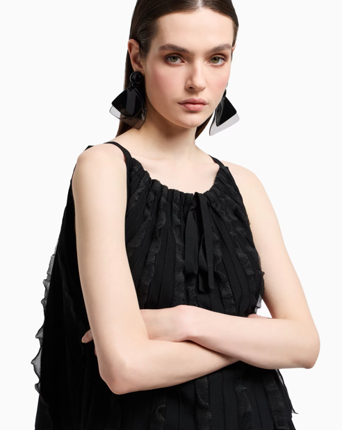 ARMANI Ruched viscose knit top 