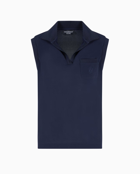 ARMANI Top Icon en jersey crêpe micro piqué