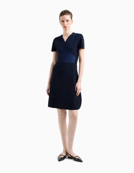 Robe à encolure croisée en tissu ottoman Armani 