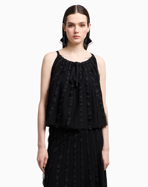 ARMANI Ruched viscose knit top 