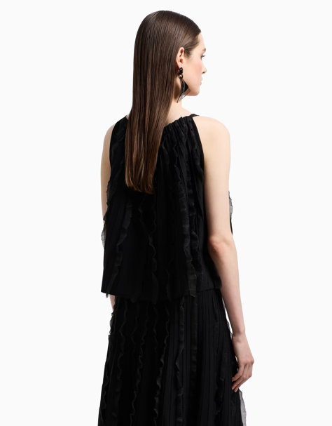 ARMANI Ruched viscose knit top 