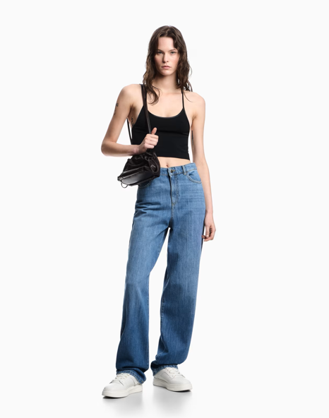 Jean droit taille mi-haute/haute ARMANI J4B en denim
