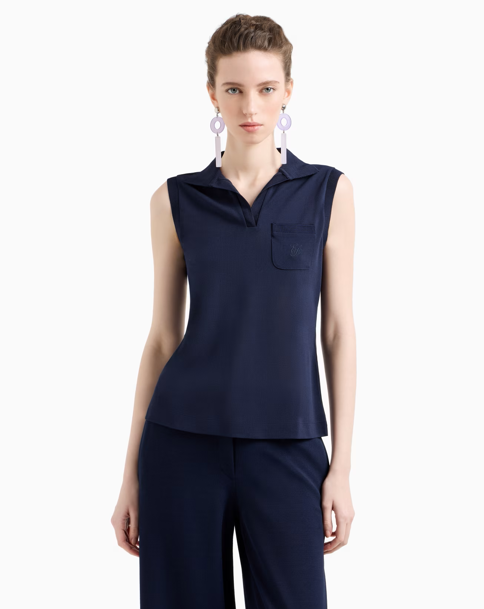ARMANI Top Icon en jersey crêpe micro piqué