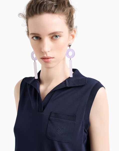 ARMANI Top Icon en jersey crêpe micro piqué