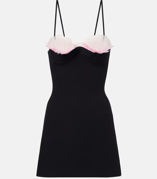 David Koma Feather-trimmed cady minidress