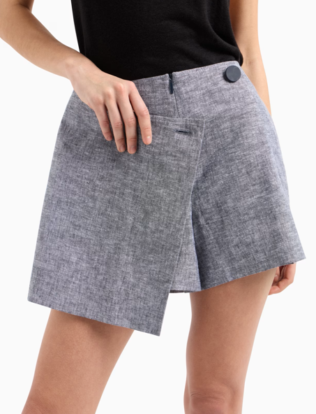 ARMANI Short portefeuille en coton et lin 