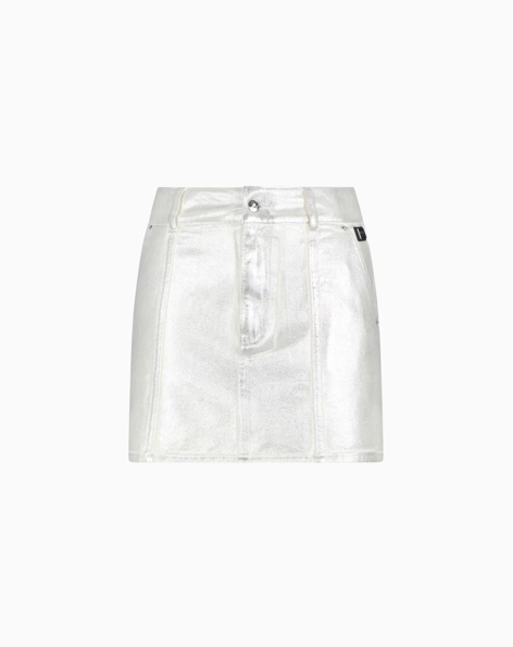 ARMANI Mini-jupe en coton rigide métal 