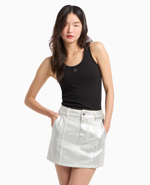 ARMANI Mini-jupe en coton rigide métal 