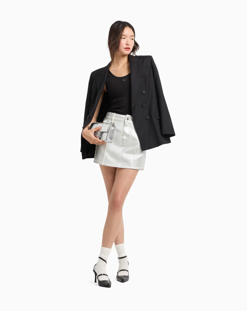 ARMANI Mini-jupe en coton rigide métal 