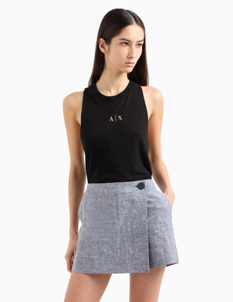 ARMANI Short portefeuille en coton et lin 