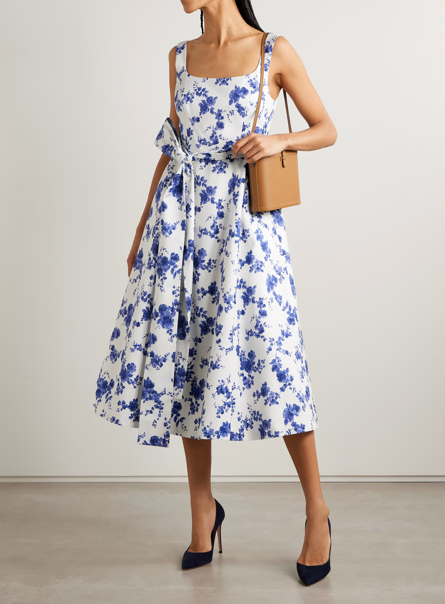 CAROLINA HERRERA Robe midi ceinturée à imprimé floral