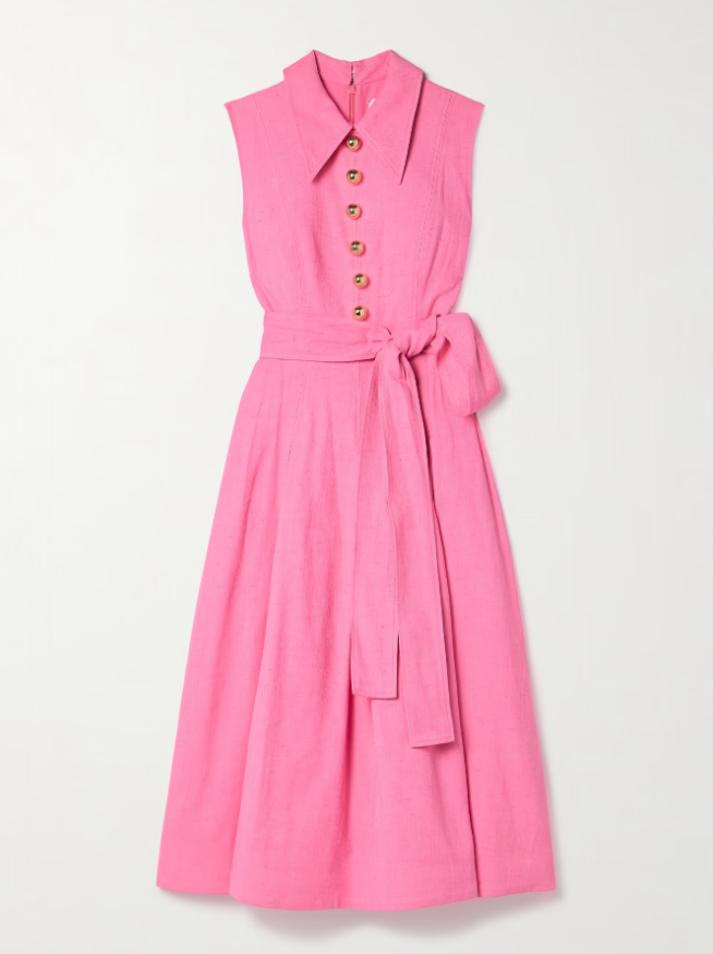 CAROLINA HERRERA Robe chemise midi tissée avec ceinture