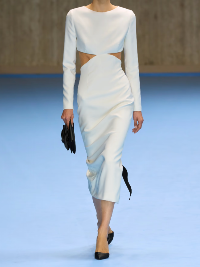 CAROLINA HERRERA Robe midi en crêpe à découpes et nœuds