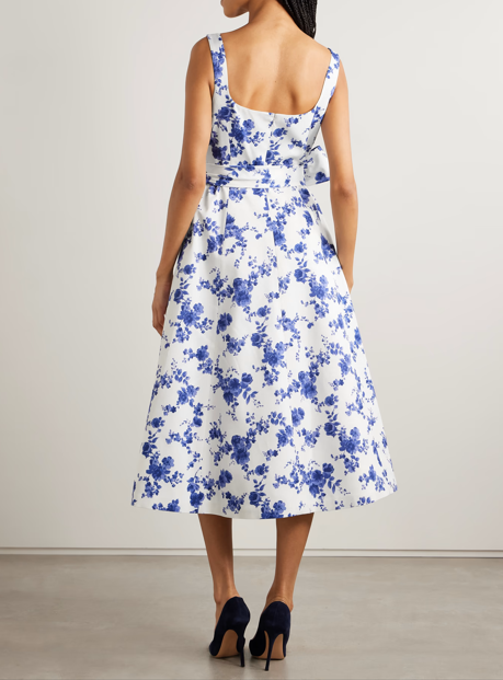 CAROLINA HERRERA Robe midi ceinturée à imprimé floral