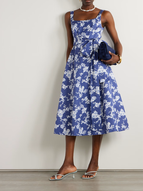CAROLINA HERRERA Robe midi ceinturée à imprimé floral