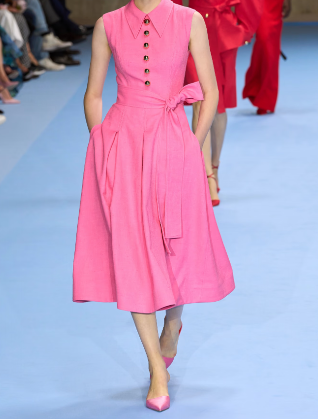 CAROLINA HERRERA Robe chemise midi tissée avec ceinture