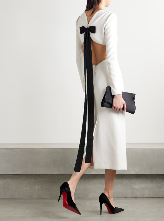CAROLINA HERRERA Robe midi en crêpe à découpes et nœuds