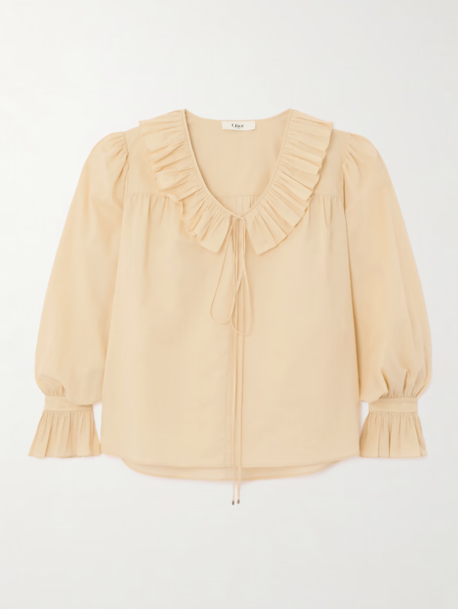 CHLOÉ Ruffled cotton-voile blouse