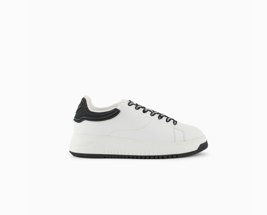 ARMANI Leather sneakers with rubber backs