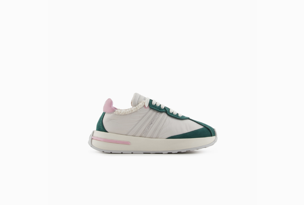 ARMANI Nylon sneakers with suede details