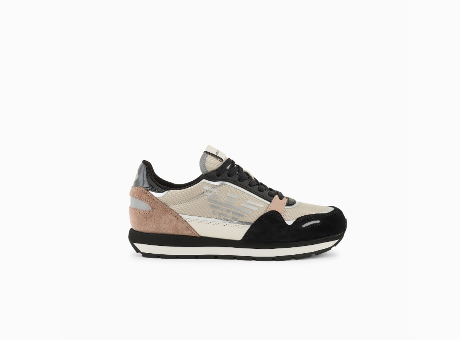 ARMANI Suede sneakers with reflective and nylon details