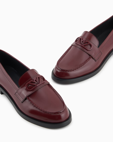 ARMANI Brushed leather loafers with eagle plate