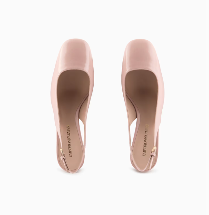 ARMANI Patent leather slingback court shoes
