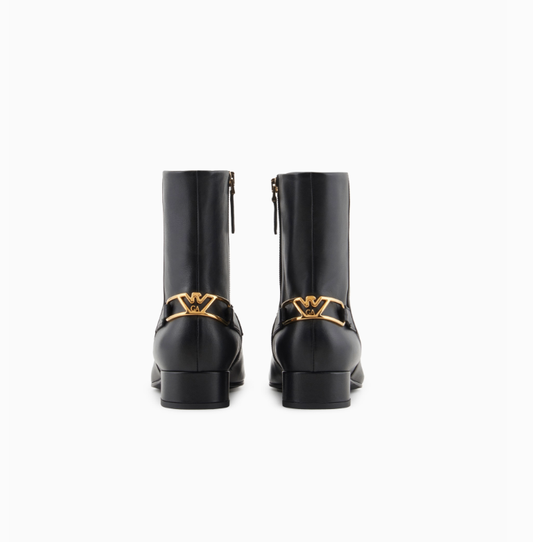 ARMANI Nappa-leather ankle boots with an eagle plate