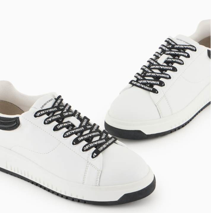 ARMANI Leather sneakers with rubber backs
