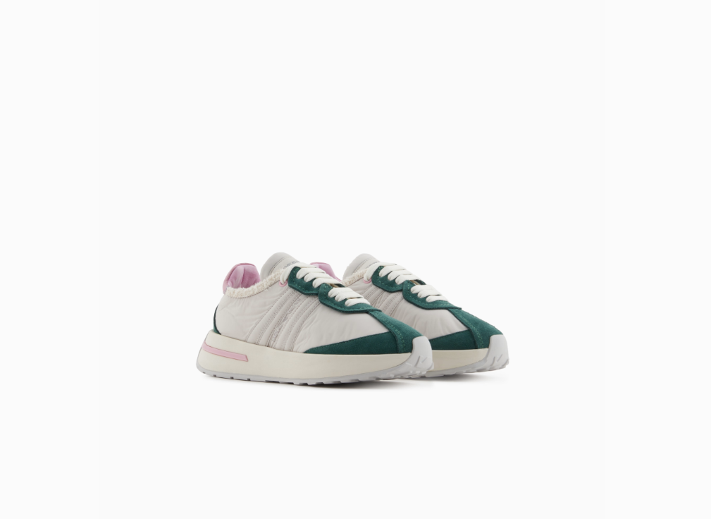 ARMANI Nylon sneakers with suede details