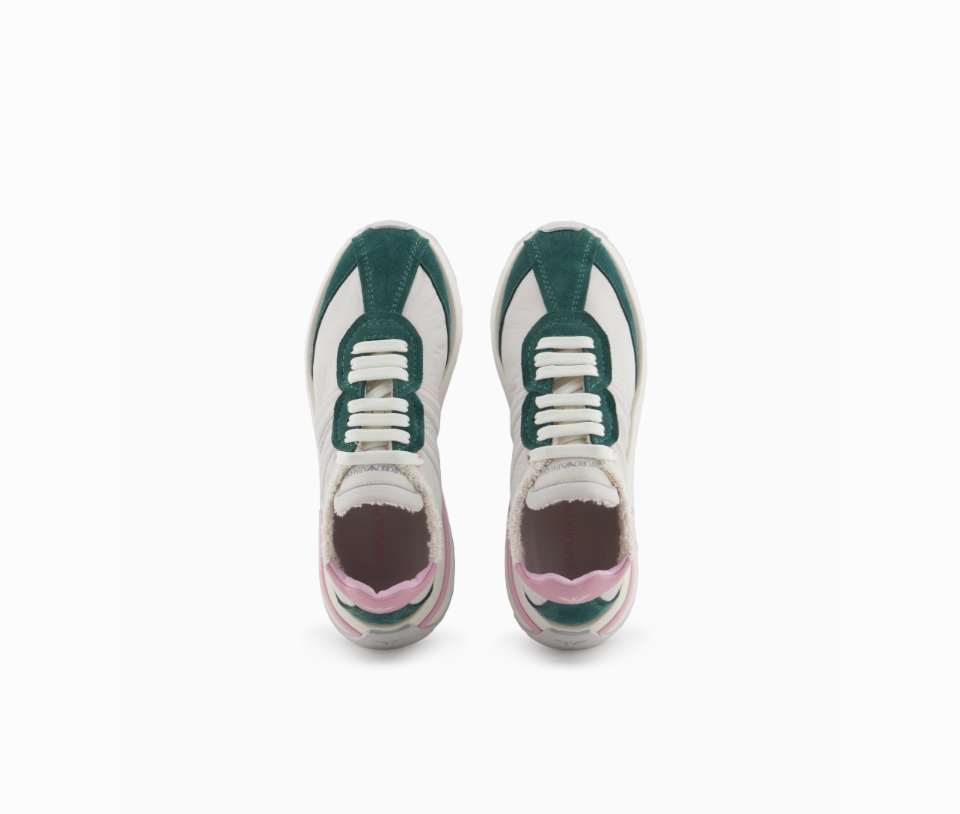 ARMANI Nylon sneakers with suede details