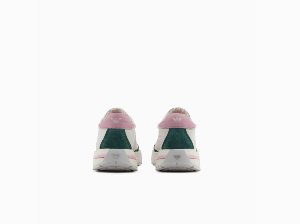 ARMANI Nylon sneakers with suede details